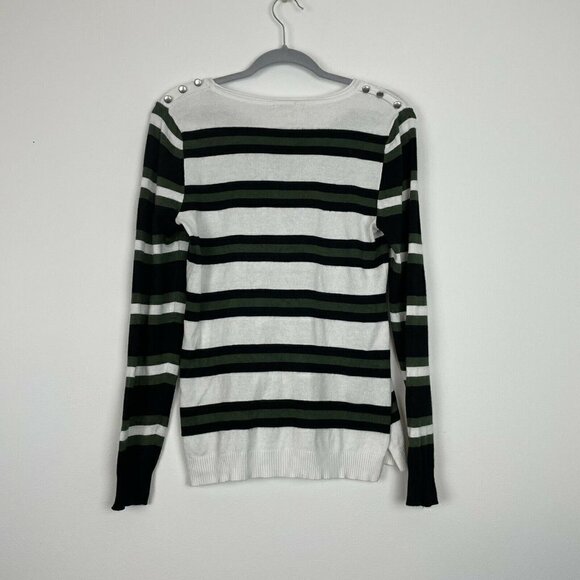 3/$15 Its Our Time White Black Green Long Sleeve Top but - Picture 6 of 7